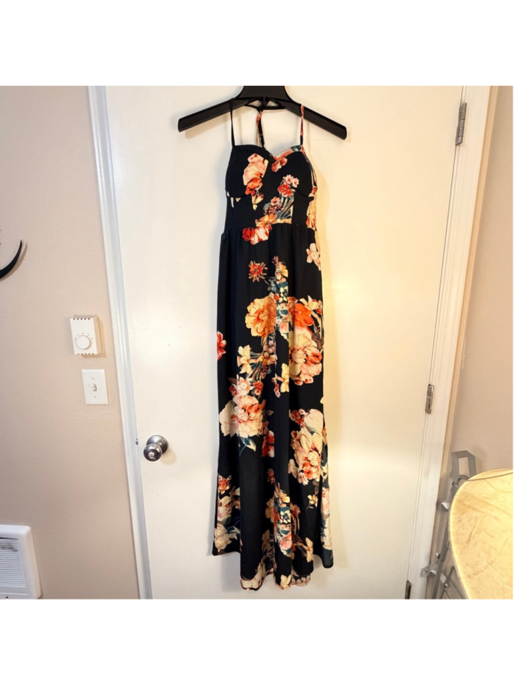 Band of the Free Floral Halter Maxi Dress Black NWOT b15 - Picture 14 of 15